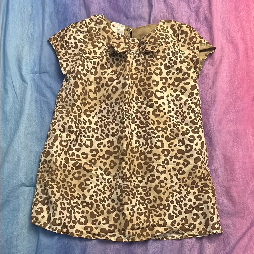 🔥 4 for $15 Toddler Tan and Brown Animal Print Dress with Short Sleeves